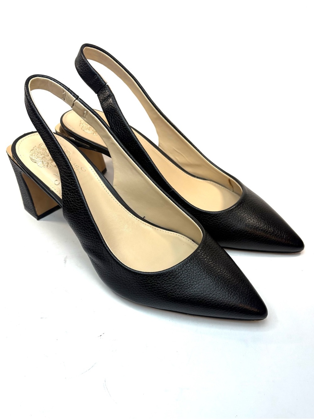 Vince Camuto Black Leather Slingback Heels | 8.5